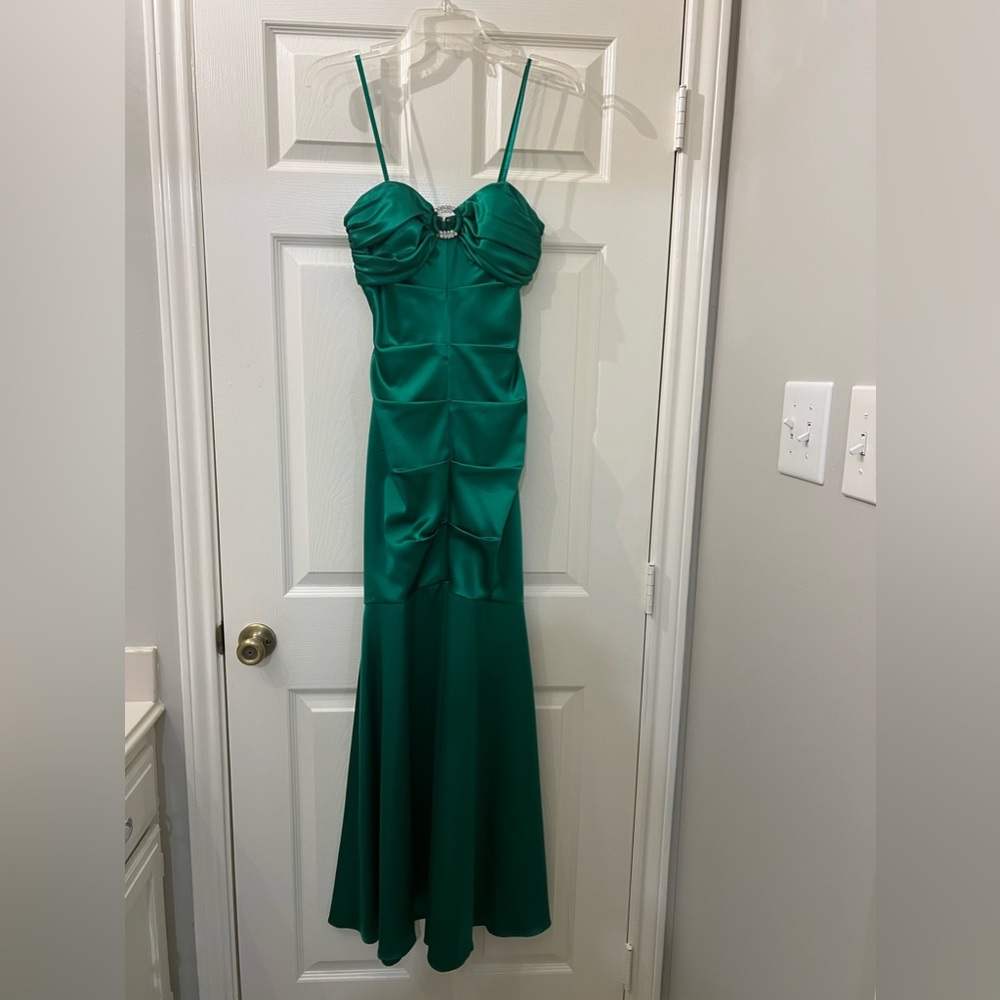Emerald green strapless dress